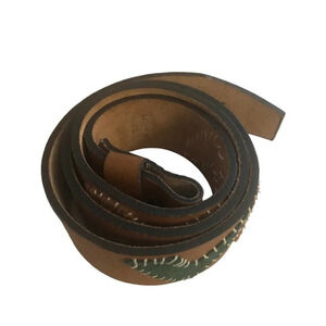 Cougar Sz 36 Mens Steer Hide Brown Leather No Buckle Brown Teal Suede Decor Pcs